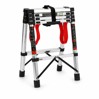 Échelle à double face en acier inoxydable avec sac à outils, échelle pliante en forme de A pour déplacement latéral et rangement facile OEM