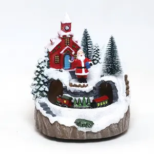 Ornements de noël oem maisons miniatures résine artisanat cadeau de noël de haute qualité