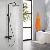 Système de douche thermostatique anti-brûlure, pommeau de douche en acier 304 de couleur personnalisée et mélangeur exposé
