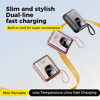 Power Bank Mini Portabel 10000/20000mAh, Pengisian Daya Super Cepat 22.5W, Power Bank Cadangan dengan Kabel Ganda Terintegrasi & Layar Digital