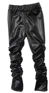 2021 dernière vente en gros enfants hiver automne Faux <span class=keywords><strong>cuir</strong></span> Leggings-noir bambin filles pantalons empilés ensemble peut ajouter Logo avec petit quantité minimale de commande - Product Image 4