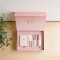 Emballage de boîte de beauté pour sérum de soin de la peau, personnalisé, rigide, magnétique, avec feuille d'or rose, gaufrage UV