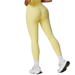 Women's High Waist Seamless Gym Yoga Pants Scrunch Butt Lifting <b>Leggings</b> Elastic Waist Closure Solid <b>Pattern</b> Made Spandex/Nylon - Product Image 1