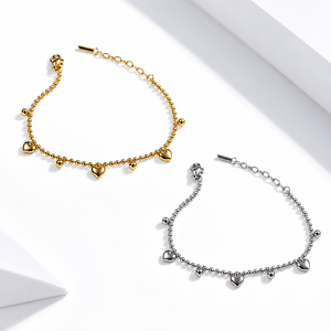 Bracelet à breloques pendantes en acier inoxydable plaqué or 14 carats sous vide – Options couleur or et acier - Product Image 1