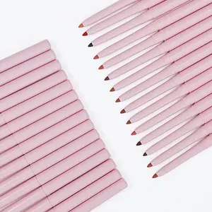 Grosir Label pribadi Matte tahan lama tahan air pensil Lipliner krim Vendor Nude Vegan Pink dapat ditarik garis bibir