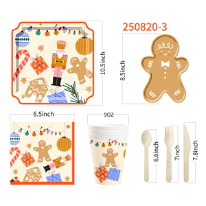 DAMAI Juego de Vajilla Desechable para Fiesta de Navidad con Diseño de Hombre de Jengibre, Platos, Vasos y Servilletas de Papel - Product Image 6