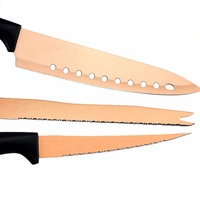 Ensemble de 3 couteaux à désosser en acier inoxydable avec revêtement en cuivre, couteau Santoku dentelé pour le poisson, la viande, le boucher
