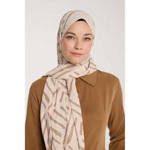 Bufanda Tradicional Pure Tone Vizon con Patrón V Desen en Color Beige - Product Image 5