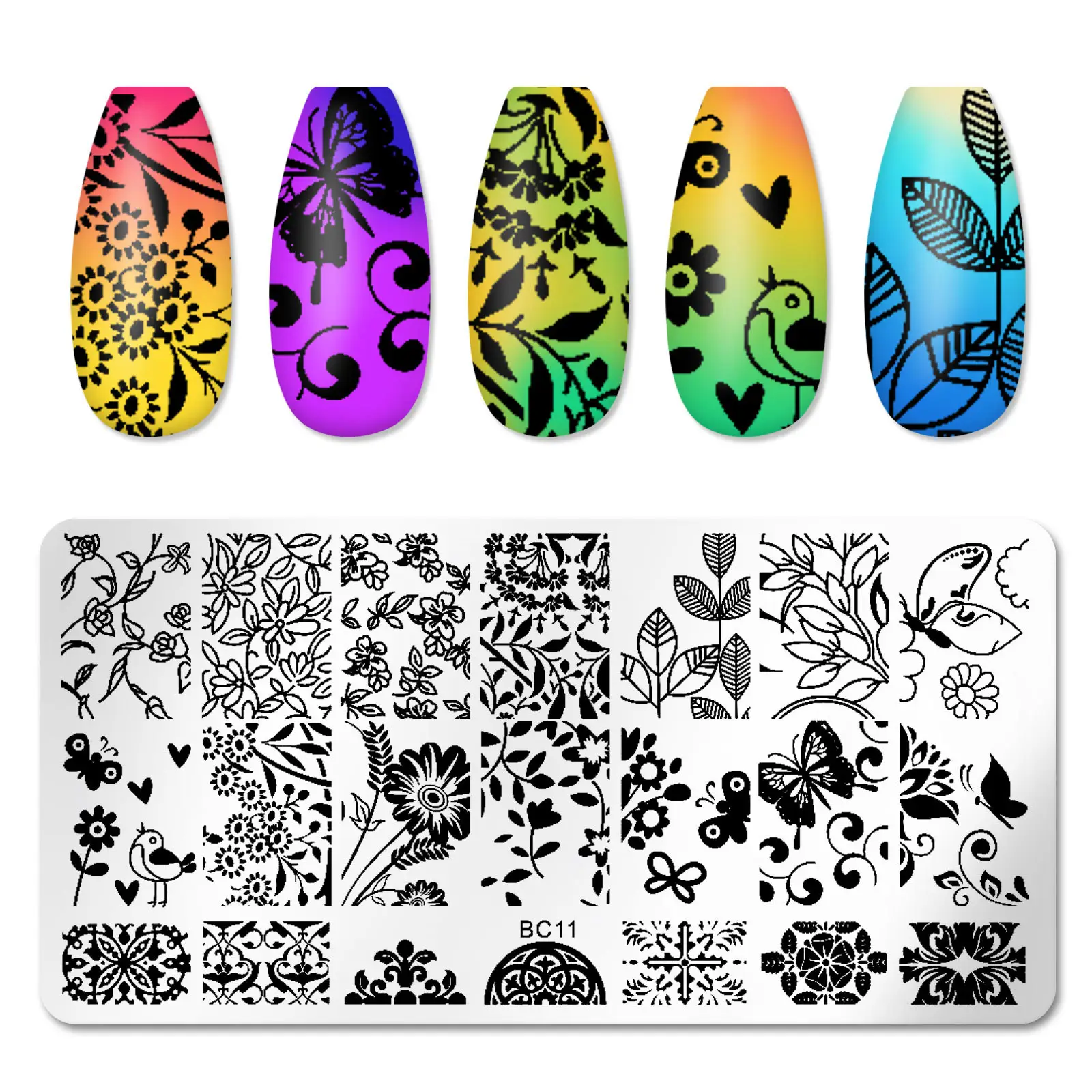 Blumen Blatt Stempel platten Nagel Stempel platte Blumen Spitze Bild Muster Nail Art Stamp ing Kit für Nägel