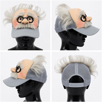 Casquette de baseball en latex réaliste et amusante, visage de vieil homme, cheveux blancs, lunettes, moustache, pour Halloween, cosplay, fête, farce, imperméable