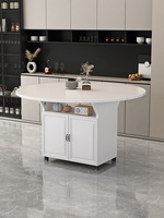 Table à manger pliante en bois - Meuble de rangement mobile multifonctionnel 6 places pour petits appartements