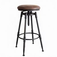 Tabouret de bar pivotant HANYEE de style industriel vintage, réglable en hauteur, en cuir PU, sans dossier (en option)