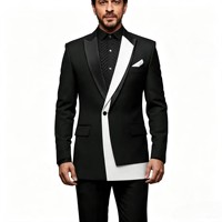 Setelan Pria Slim Fit Kerah Runcing Warna Kontras Kancing Tunggal untuk Pertemuan Bisnis Kasual Elegan Dua Potong (Jas dan Celana)