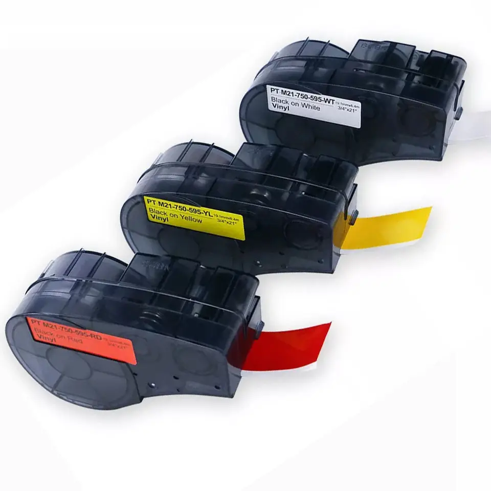 ribbon label compatible for Brad M21-750-595 19.05mm * 6.4m black on yellow/white for BMP21 Plus Lab Handheld Ribbon