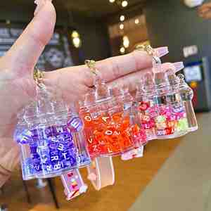 Kawaii Acrylic Castle Shape Key Chain Keyring Bag Car Pendant Quicksand Liquid <b>Floating</b> Keychain - Product Image 2