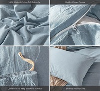 Literie housse de couette 100% lin microfibre lavé comme texturé doux confortable ensemble de couette