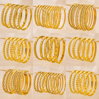Ensemble de bracelets Novirassine en acier inoxydable plaqué or 18 carats pour femmes, modèles variés, bracelets fins superposables, bijoux en gros