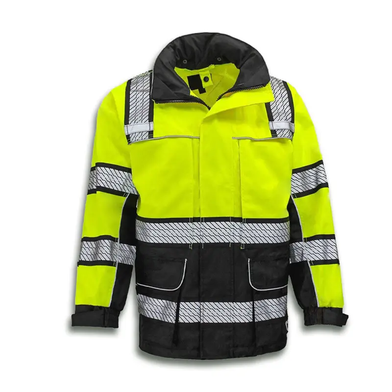 Security Work Waterproof Super Down Lining Rainproof Reflective Thick Warm Coat Safety Winter Jacket