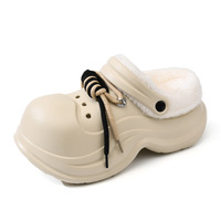 Chaussures d'hiver pour femmes, mignonnes, en EVA, antidérapantes, douces, chaudes, à semelle épaisse, doublées de peluche, en coton, confortables, avec nœud décoratif