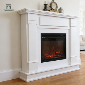 <span class=keywords><strong>Chimenea</strong></span> Moderna Blanca <span class=keywords><strong>con</strong></span> Acabado Pintado en Blanco Premium, <span class=keywords><strong>Chimenea</strong></span> Eléctrica Completa Independiente para Sala de Estar - Product Image 4