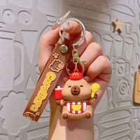 Porte-clés mignon et créatif en forme de capybara hamburger - Caoutchouc souple en PVC - Léger - Figurine