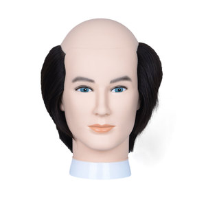 Pratique Formation Tête Barbier Coiffure Mannequin Poupée Mâle <span class=keywords><strong>Chauve</strong></span> 100% Cheveux Humains Mannequin Tête avec De Vrais Cheveux - Product Image 1