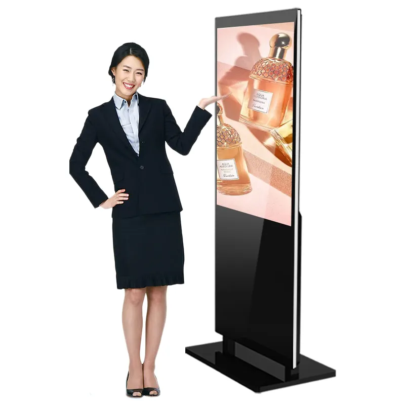 55 inch indoor android video display counter lcd ultra thin free standing vertical digital signage totem touch screen kiosk