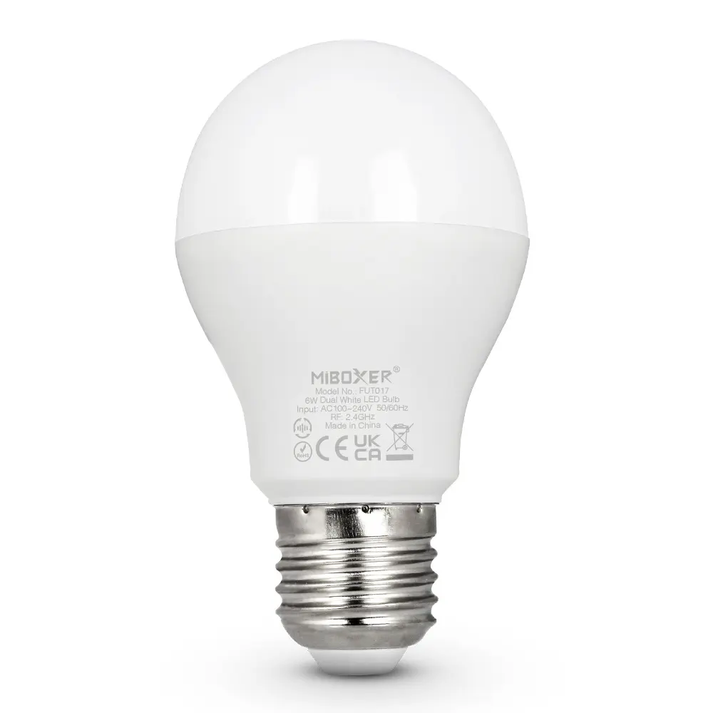 FUT017 B22 E26 E27 6W 2.4G Milight miboxer Color Temperature adjustable 2700 6500k CCT Dual White LED Bulb