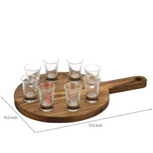 Mu Yujia Wooden Serving Tray Round With Handle Solid Wood Drink Tray For Bar Counter Use - Product Image 4