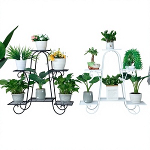 Support à fleurs moderne en métal avec 5 niveaux de rayonnages en fil métallique pour plantes et fleurs d'intérieur, finition thermolaquée, décoration intérieure - Product Image 3