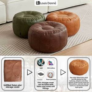 Repose-pieds moderne multifonctionnel en cuir Pouf pliable <span class=keywords><strong>Futon</strong></span> tabouret ménage housse de rangement baie vitrée <span class=keywords><strong>Tatami</strong></span> chaussure changement siège - Product Image 2