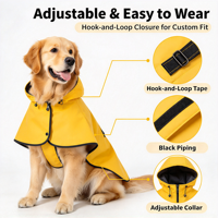 Jas Hujan Anjing PU, Mantel Anti Air Reflektif Berkerudung, Jaket Hujan Hewan Peliharaan, Tahan Angin, Resleting yang Dapat Disesuaikan, Grosir Berbagai Ukuran