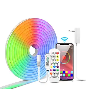 블루투스 APP 제어 RGB LED 네온 로프 조명 16 백만 DIY 색상 조광기 10ft 네온 네온 네온 조명 침실 거실