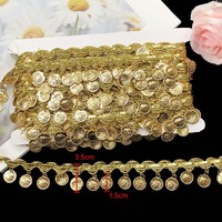 Couture Textile Brillant Or Tressé Garniture Tissu Avec Plaque De Métal Pendentif Gland Frange Diy Costume Artisanat Décoratif Dentelle Garnitures