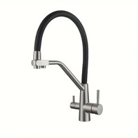 Robinet de cuisine moderne à double poignée 3-en-1 universel avec filtre à eau potable rotatif en silicone, filtre purificateur