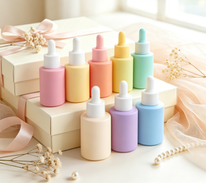 Flacon compte-gouttes en verre plat coloré de 30 ml, à fond épais, pour huiles essentielles et liquides cosmétiques - Product Image 5