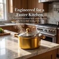 Ensemble de 12 casseroles et poêles en aluminium avec revêtement antiadhésif non toxique doré
