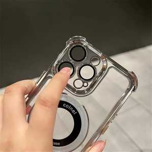เคสโทรศัพท์ใสเคลือบไฟฟ้าแบบแม่เหล็ก สำหรับ <span class=keywords><strong>iPhone</strong></span> <span class=keywords><strong>11</strong></span> 12 13 14 15 16 <span class=keywords><strong>Pro</strong></span> <span class=keywords><strong>Max</strong></span> Plus พร้อมขาตั้งวงแหวนโลหะ ป้องกันการกระแทก - Product Image 6