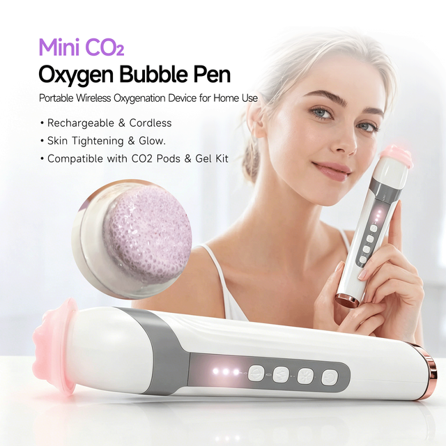 2026 Wireless Rechargeable CO2 Oxygen Bubble Pen Portable Mini Facial Machine for Home Skin Refreshing
