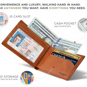 Boshiho Customizable Slim Cowhide Leather Men's <b>Wallet</b> Ultra-Thin Large Capacity <b>RFID</b> <b>Blocking</b> Anti-Theft Clip for Credit Cards - Product Image 5