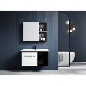 Mueble de Baño de Aluminio Azul CR de 720 mm con Espejo LED y Lavabo de Cerámica de una Pieza - Product Image 4