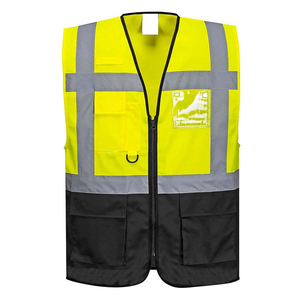CITICITY Custom Orange High Visibility Vest <b>Construction</b> Airport <b>Work</b> Multi Pocket Mens Reflective Safety Vest with Zipper - Product Image 2