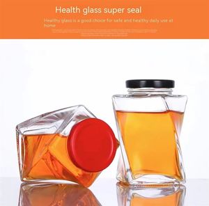 Pot à miel en verre <span class=keywords><strong>Newray</strong></span> au design unique, 360 ml, 500 g, forme en spirale, stockage alimentaire avec couvercles métalliques profonds - Product Image 6