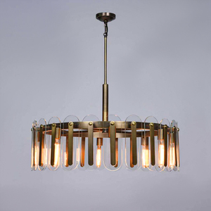Factory Custom Modern Brass Glass Chandelier Source Manufacturer Decorative Circular Pendant <b>Light</b> for <b>Dining</b> Room Hotel - Product Image 1