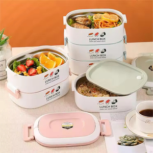 2025 Meilleure vente 1900ml en acier inoxydable à 3 niveaux Boîte à lunch ovale isolée Boîte à <span class=keywords><strong>repas</strong></span> empilable pour adultes - Product Image 5