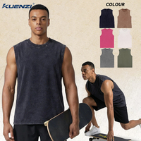 Kuenzi En gros, Débardeur Streetwear pour Hommes, 100% Coton 230GSM, Grammage Lourd, Uni, Effet Délavé Vintage, Personnalisable avec Logo, Prêt à Expédier