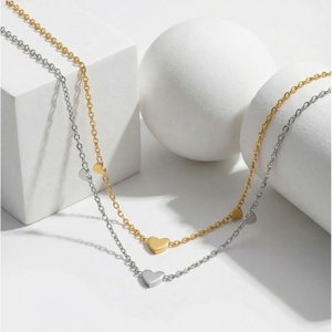 Factory Made Daily Wearing Simple Jewelry 18K Gold Plated Stainless Steel Heart Charm Necklace - Product Image 5