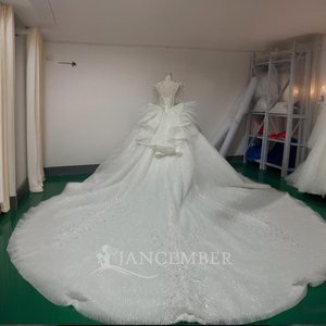 Vestido de Novia Wx88, Vestidos de Novia de Encaje con Pedrería, Falda de Novia con Cuello en V, Mangas Cortas Elegantes, Jancember - Product Image 2