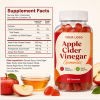 Complément alimentaire en gommes au vinaigre de cidre de pomme, marque privée OEM/ODM, pour adultes, certifié Halal/Kosher, 60 gommes/flacon