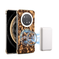 Étui de téléphone magnétique Denior ODM avec cadre doré clair, en liège imprimé, compatible avec la charge sans fil pour la série Mate 70/60